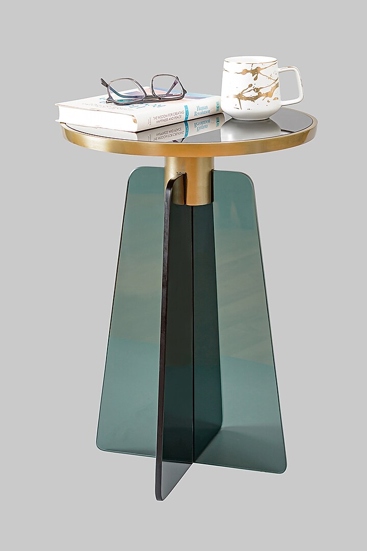 Black Glass & Metal Side Table by The house of trendz at Pernia's Pop Up Shop