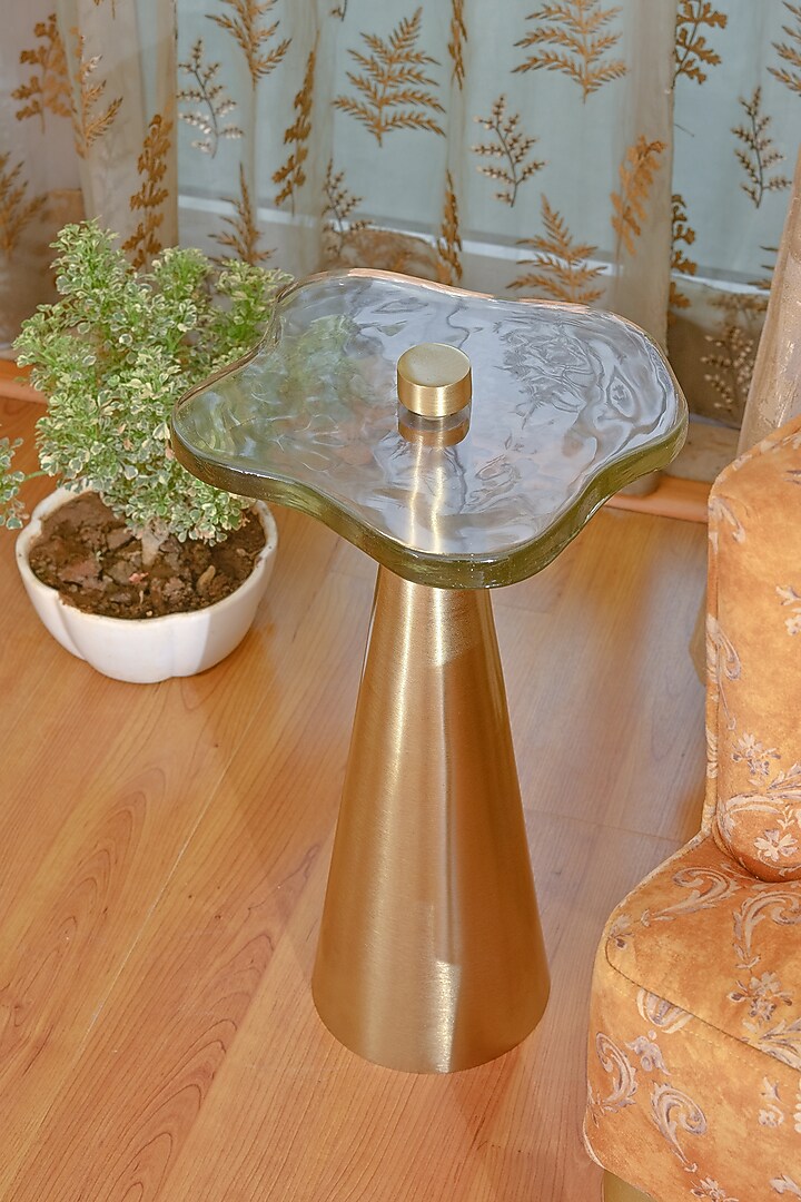 Gold Metal & Glass Side Table by The house of trendz at Pernia's Pop Up Shop