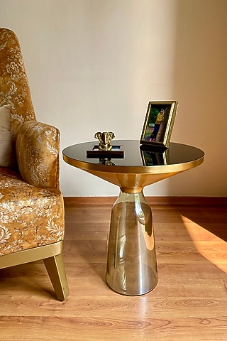 Bell-Shaped Glass & Brass Table by The house of trendz