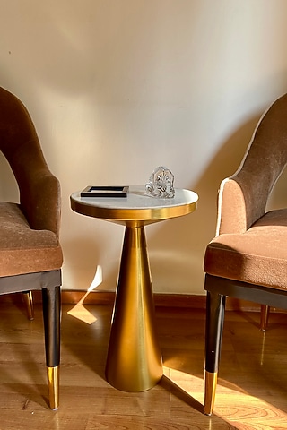 Gold & White Iron Table by The house of trendz