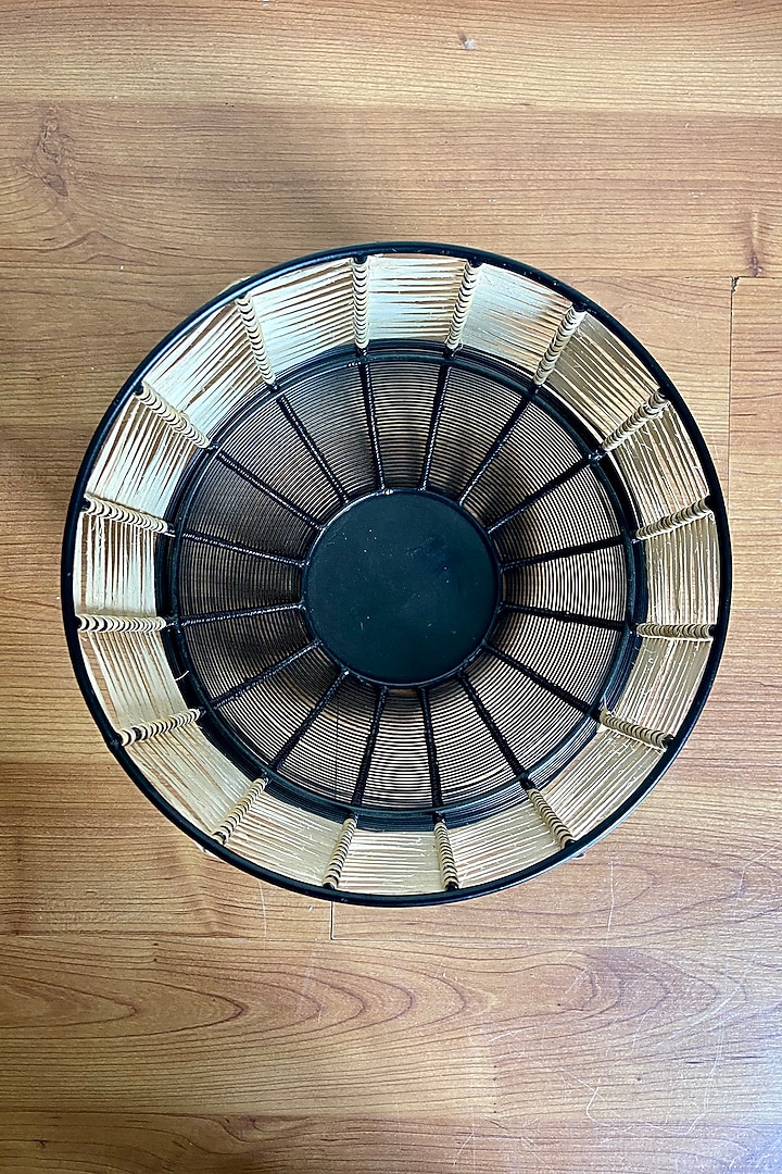 Black Metal & Cane Handwoven Planter by The house of trendz at Pernia's Pop Up Shop