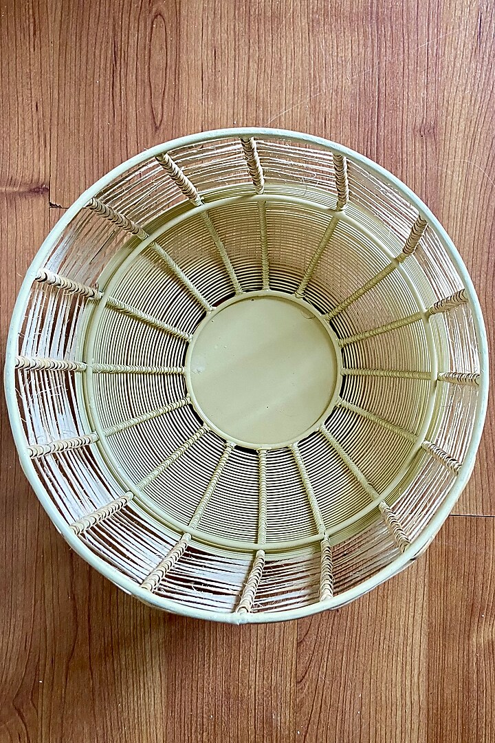 Ivory Metal & Cane Handwoven Planter by The house of trendz at Pernia's Pop Up Shop