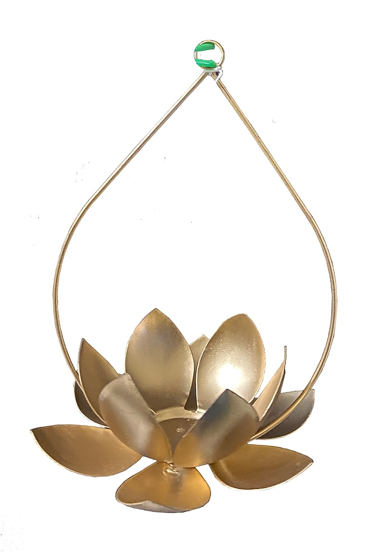 Gold Iron Hanging Tealight Candles (Set of 2) by The house of trendz at Pernia's Pop Up Shop