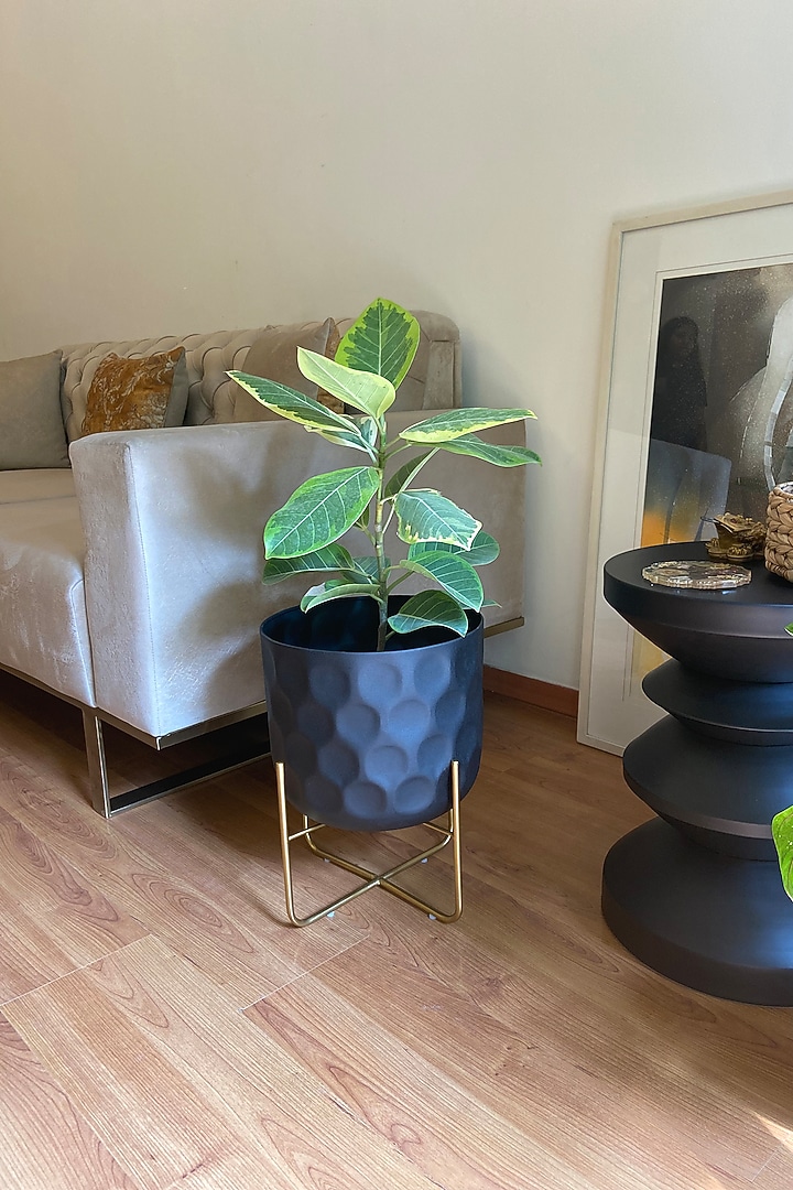 Matte Black & Gold Metal Planter by The house of trendz at Pernia's Pop Up Shop