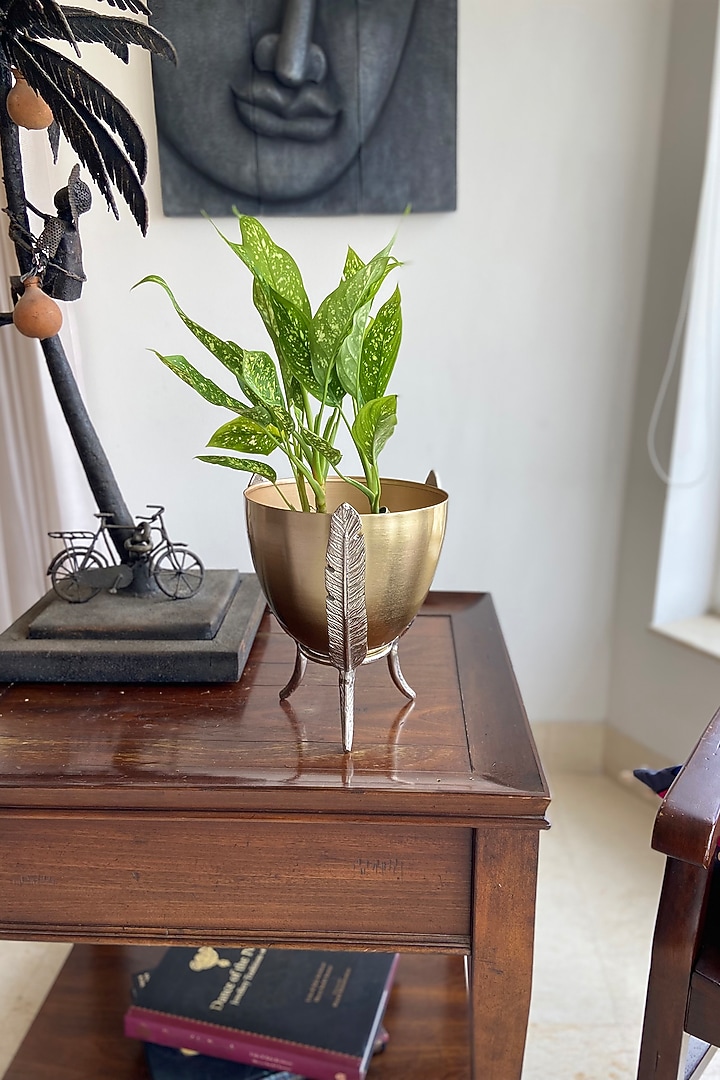 Gold & Silver Metal Hand-Made Planter by The house of trendz at Pernia's Pop Up Shop