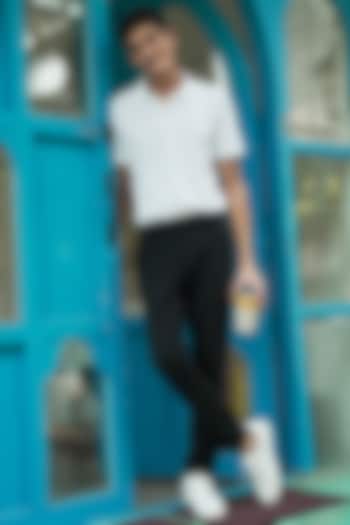 Black Shadow Stretch Chinos (Slim Fit) by THE PANT PROJECT at Pernia's Pop Up Shop