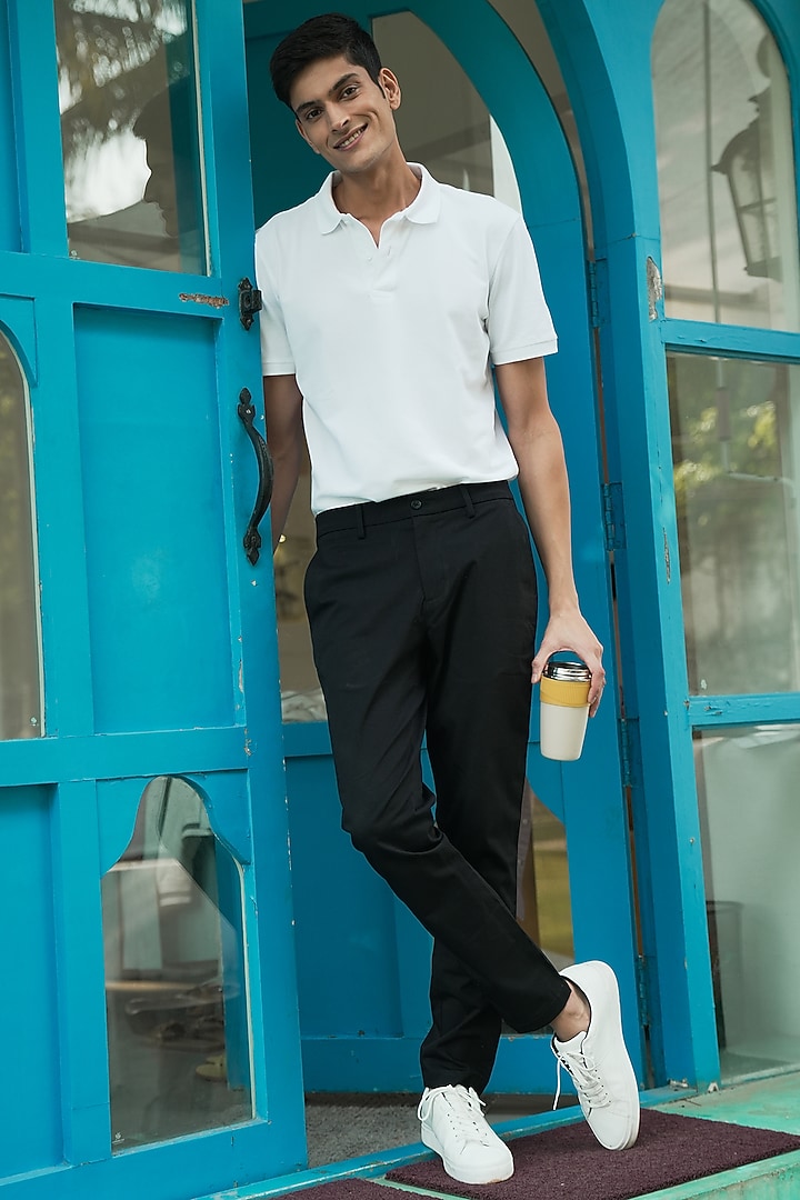 Black Shadow Stretch Chinos (Slim Fit) by THE PANT PROJECT at Pernia's Pop Up Shop