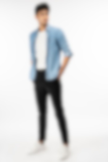 Deep Black Corduroy Stretch Pants (Slim Fit) by THE PANT PROJECT at Pernia's Pop Up Shop