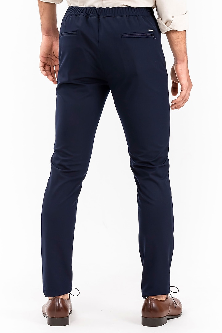 Navy All Weather Essential Stretch Joggers (Slim Fit) by THE PANT PROJECT at Pernia's Pop Up Shop