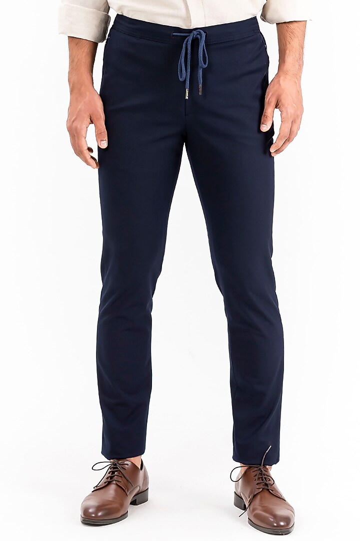 Navy All Weather Essential Stretch Joggers (Slim Fit) by THE PANT PROJECT at Pernia's Pop Up Shop