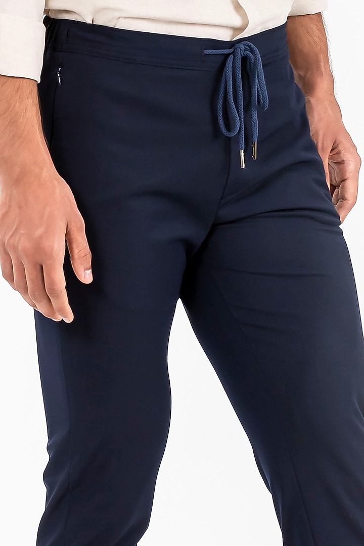 Navy All Weather Essential Stretch Joggers (Slim Fit) by THE PANT PROJECT at Pernia's Pop Up Shop