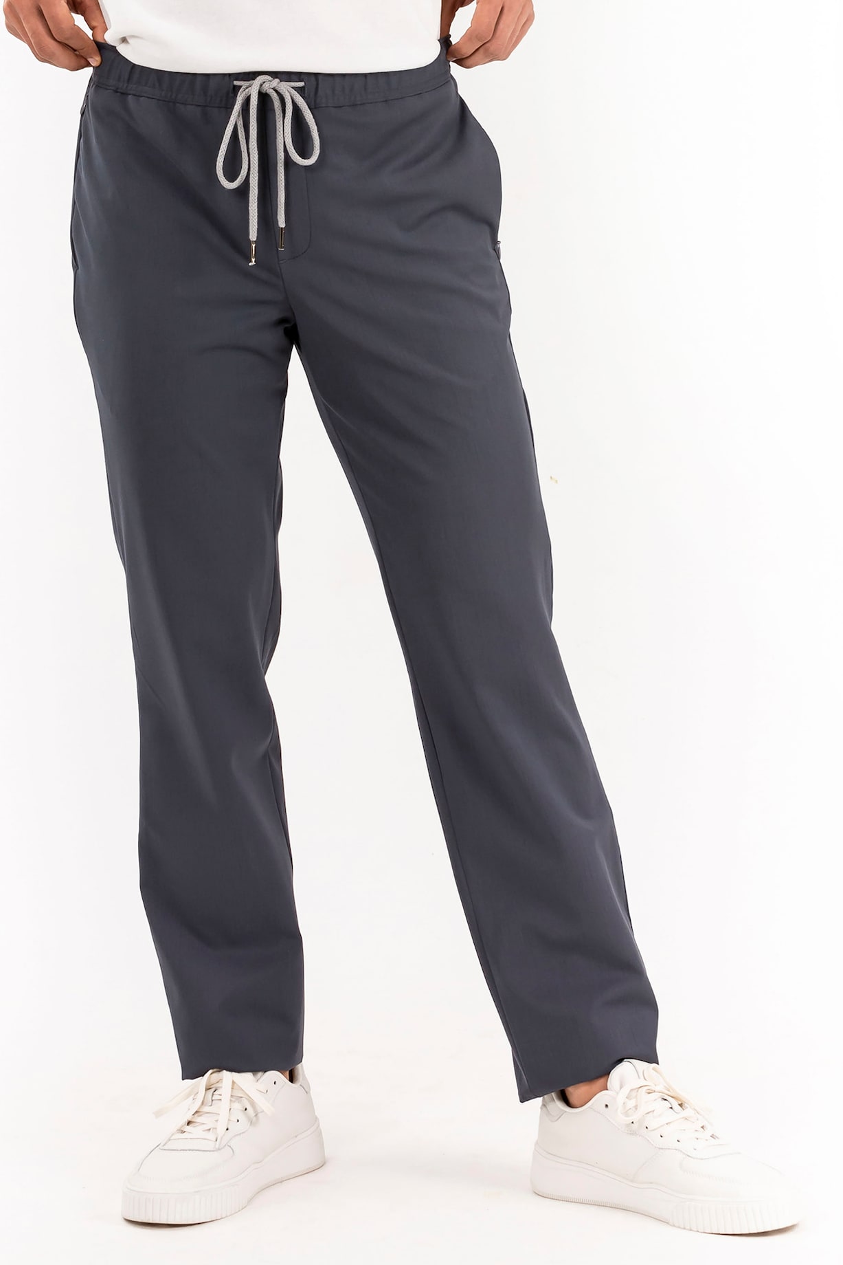 Grey All Weather Essential Stretch Joggers (Slim Fit) by THE PANT PROJECT