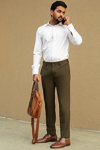 Army Olive Dress Pants (Slim Fit) by THE PANT PROJECT