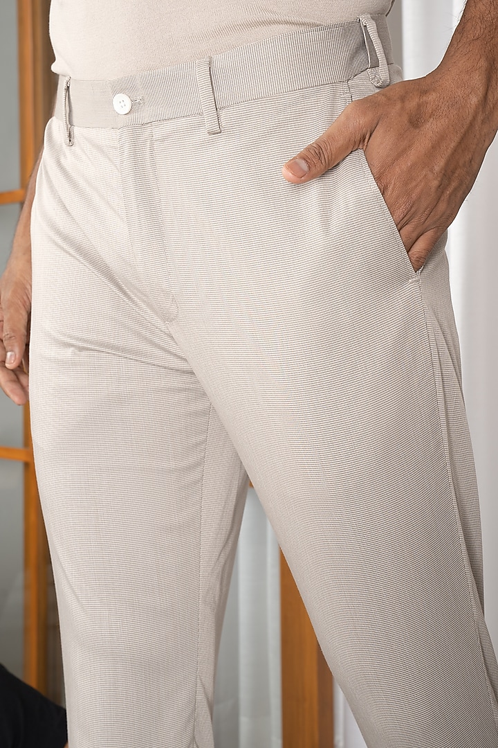 Beige Check Ultralight 160 Pants (Slim Fit) by THE PANT PROJECT at Pernia's Pop Up Shop