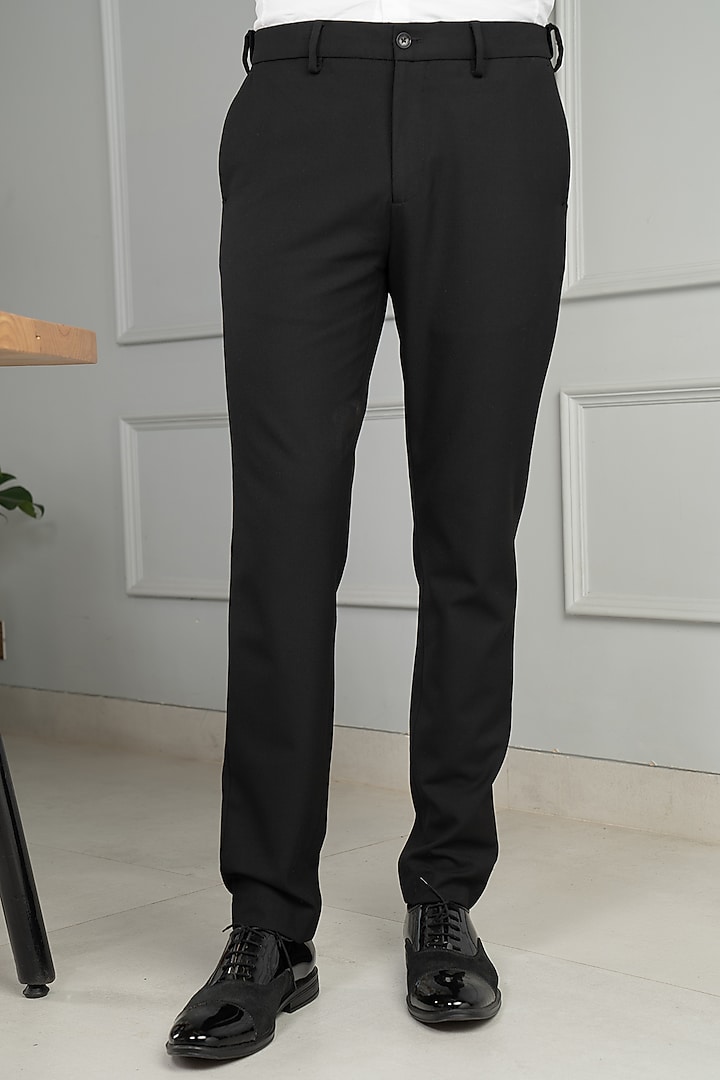 Ebony Black Stretch Pants (Slim Fit) by THE PANT PROJECT at Pernia's Pop Up Shop