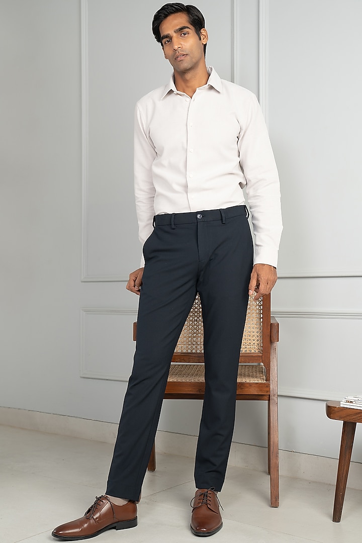 Eco Navy Stretch Pants (Slim Fit) by THE PANT PROJECT
