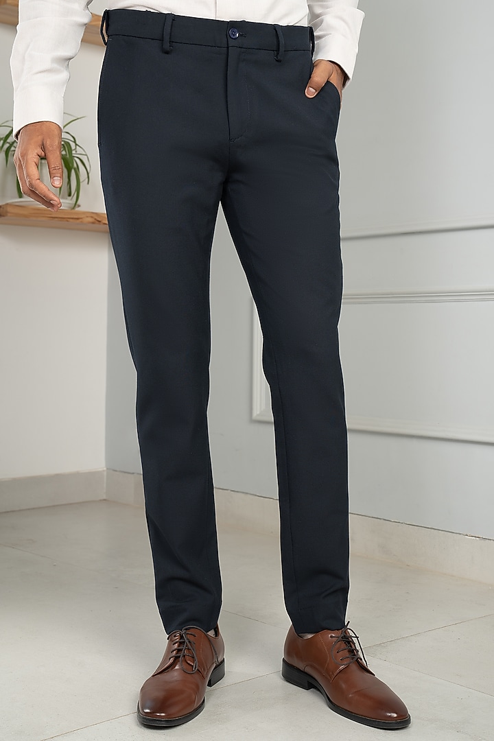 Eco Navy Stretch Pants (Slim Fit) by THE PANT PROJECT at Pernia's Pop Up Shop