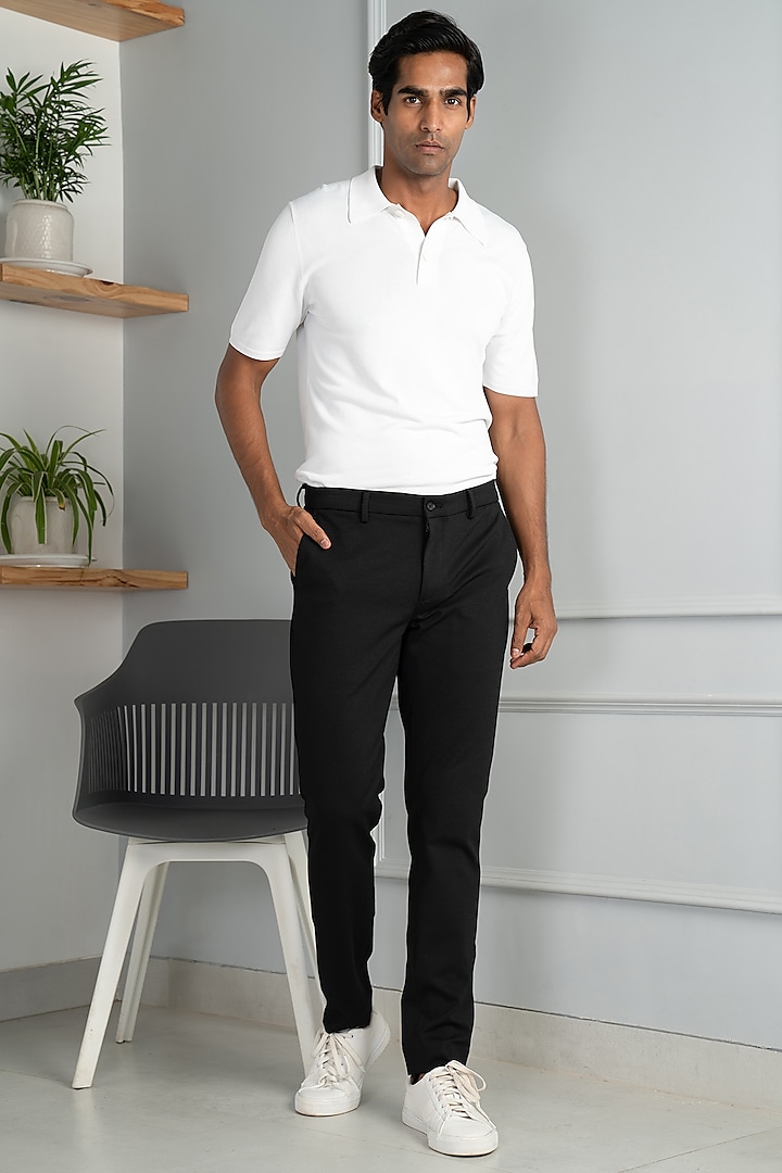 Bangalore Black Power-Stretch Pants (Slim Fit) by THE PANT PROJECT