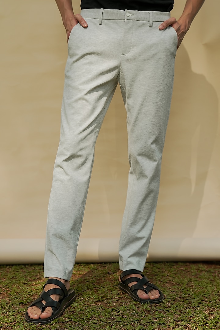 Ice Grey Power-Stretch Pants (Slim Fit) by THE PANT PROJECT
