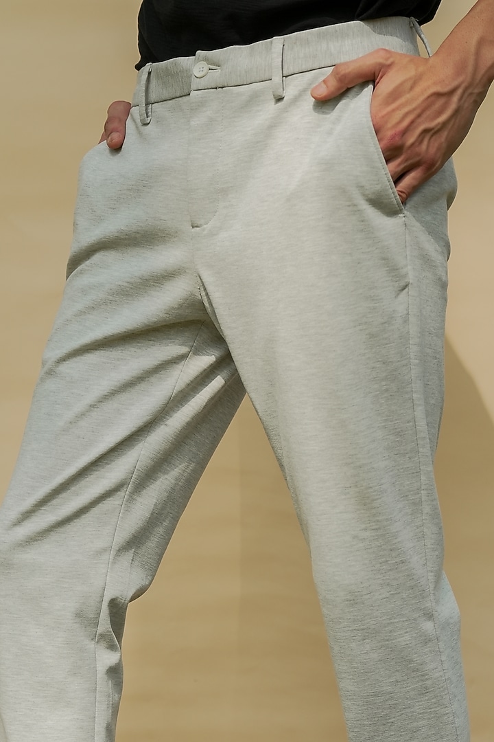 Ice Grey Power-Stretch Pants (Slim Fit) by THE PANT PROJECT at Pernia's Pop Up Shop