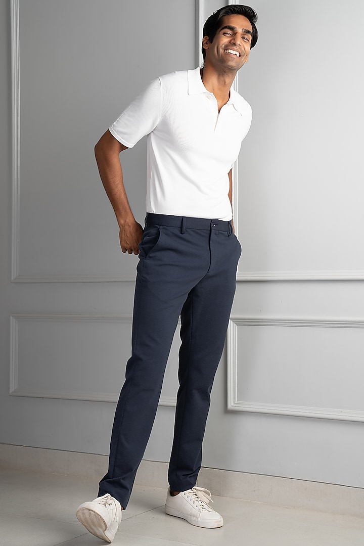 Insignia Blue Power-Stretch Pants (Slim Fit) by THE PANT PROJECT