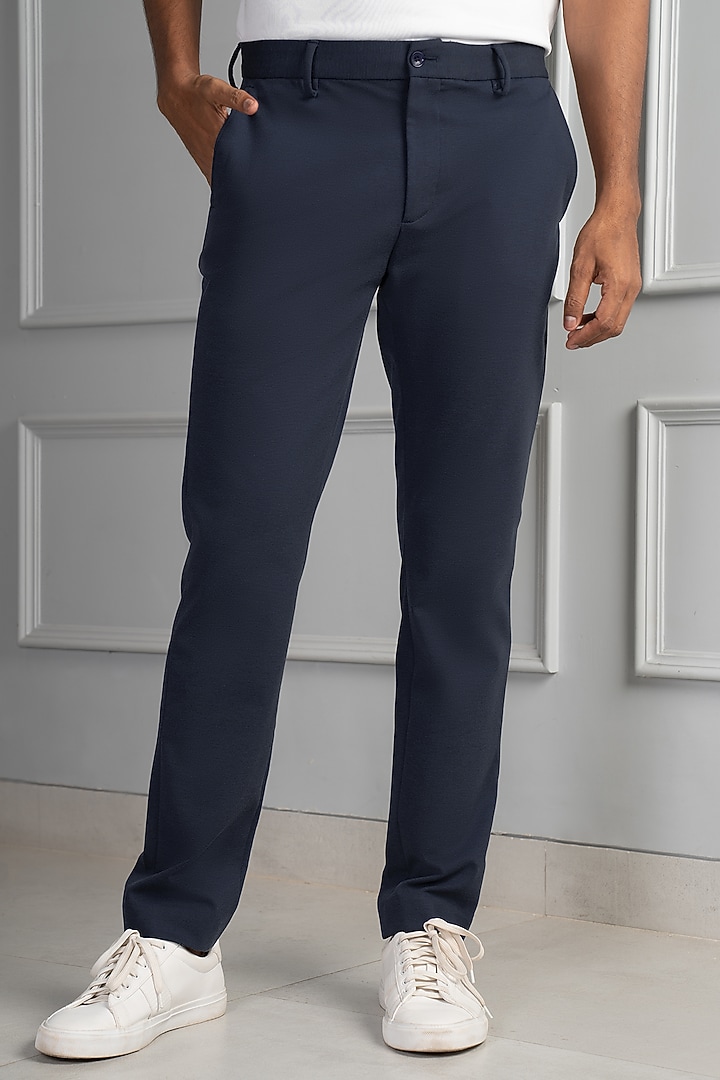 Insignia Blue Power-Stretch Pants (Slim Fit) by THE PANT PROJECT at Pernia's Pop Up Shop
