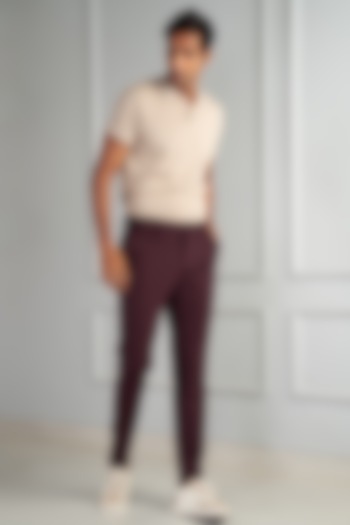 Plum Wine Power-Stretch Pants (Slim Fit) by THE PANT PROJECT