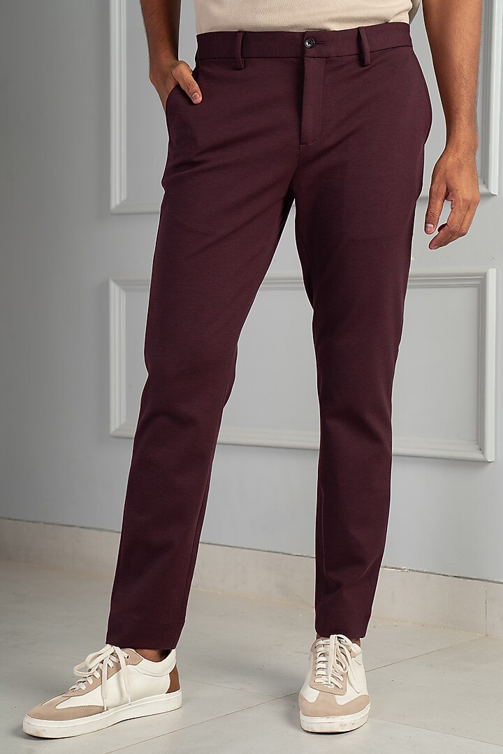 Plum Wine Power-Stretch Pants (Slim Fit) by THE PANT PROJECT at Pernia's Pop Up Shop