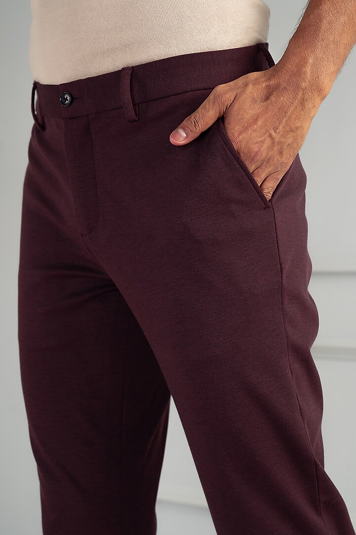 Plum Wine Power-Stretch Pants (Slim Fit) by THE PANT PROJECT at Pernia's Pop Up Shop