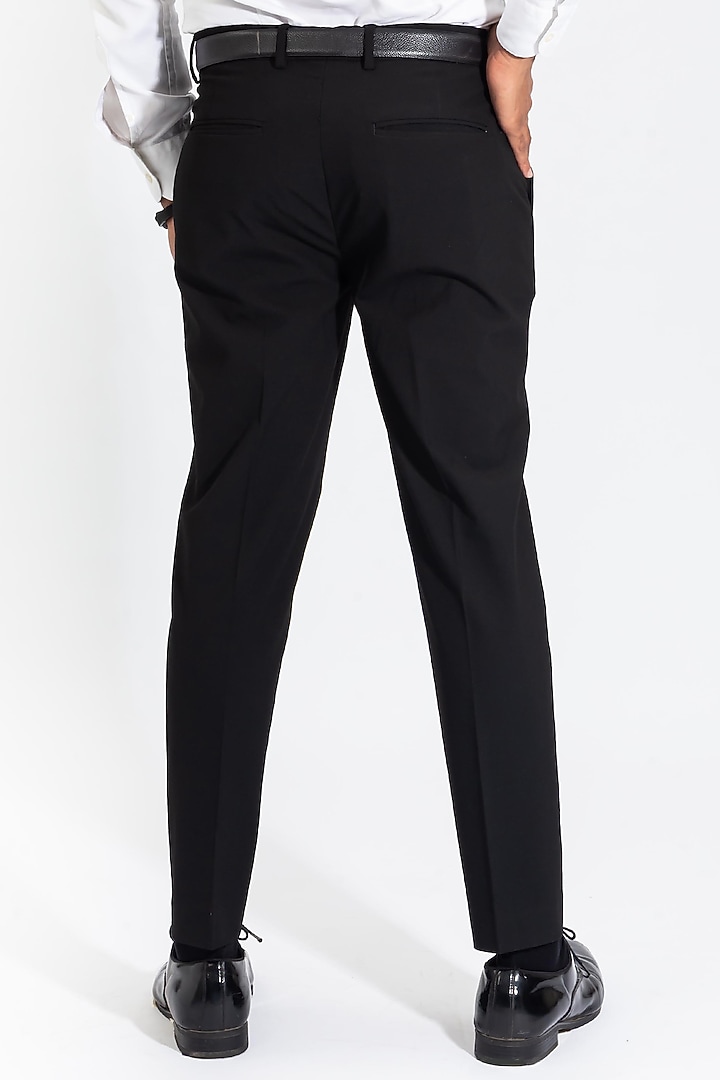 Black Wool Rich Twill Pants (Slim Fit) by THE PANT PROJECT at Pernia's Pop Up Shop