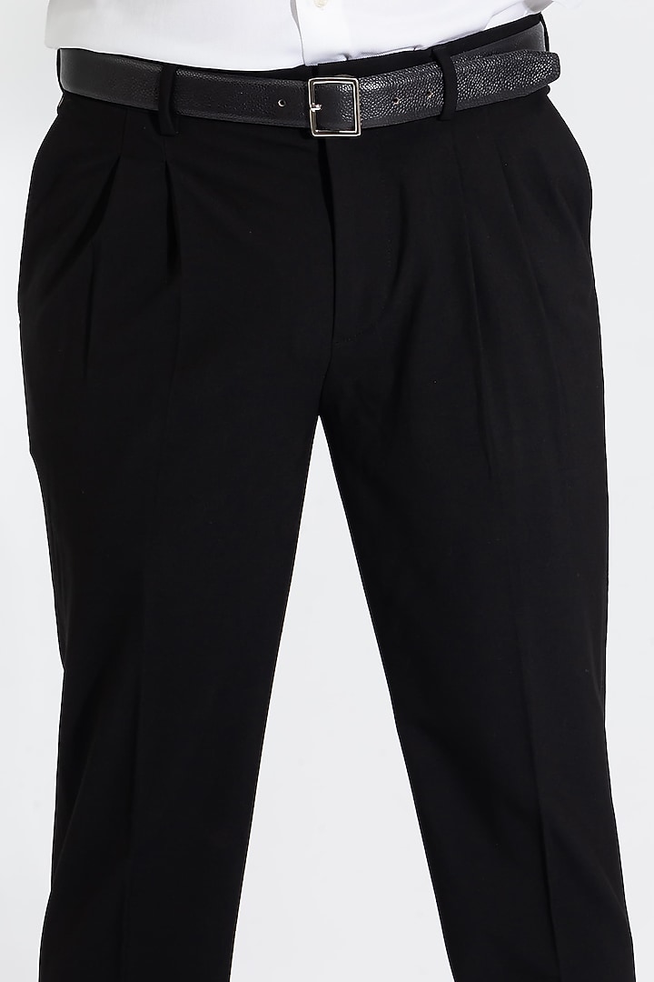 Black Wool Rich Twill Pants (Slim Fit) by THE PANT PROJECT at Pernia's Pop Up Shop