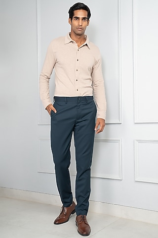 Cobalt Blue Premium Merino Wool Pants (Slim Fit) by THE PANT PROJECT
