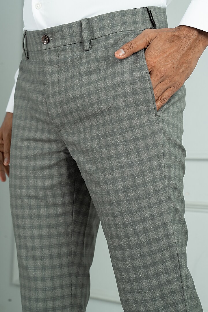 Evergreen Check Premium Merino Wool Pants (Slim Fit) by THE PANT PROJECT