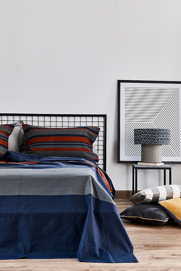 Multi-Colored Yarn-Dyed & Woven Bedsheet Set by Thoppia at Pernia's Pop Up Shop