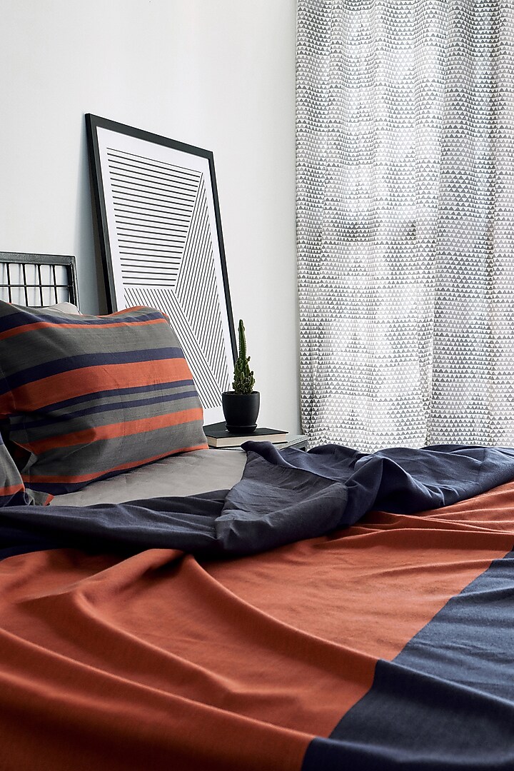 Multi-Colored Yarn-Dyed & Woven Bedsheet Set by Thoppia at Pernia's Pop Up Shop