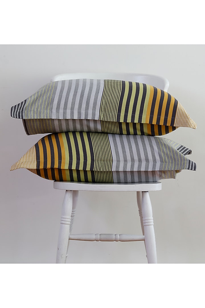 Yellow Yarn-Dyed & Woven Bedsheet Set by Thoppia at Pernia's Pop Up Shop