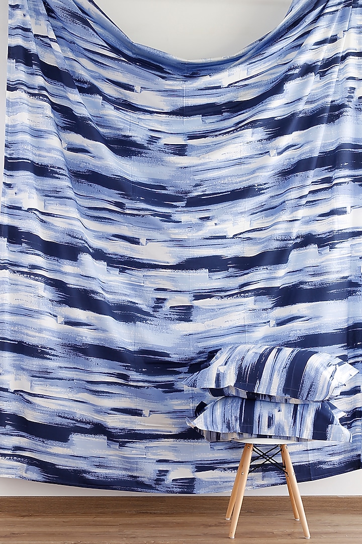 Cobalt Blue & White Printed Bedsheet Set by Thoppia at Pernia's Pop Up Shop