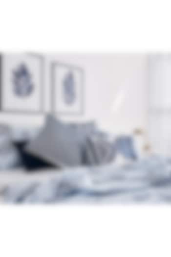 Dark Blue & White Printed Bedsheet Set by Thoppia