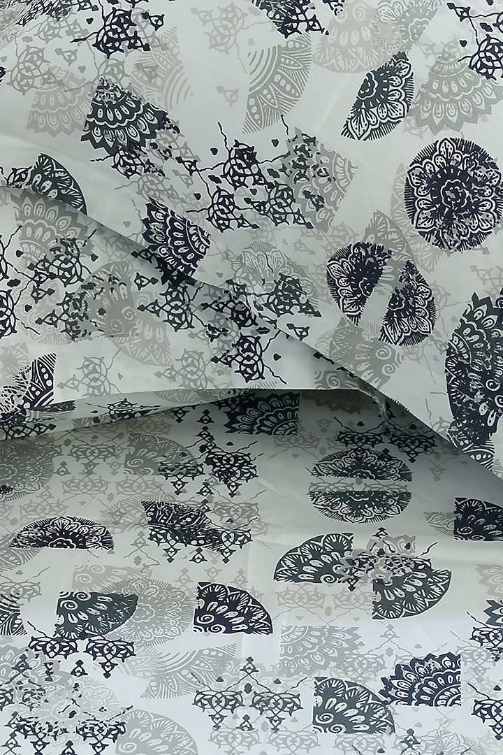 White & Black Printed Bedsheet Set by Thoppia at Pernia's Pop Up Shop
