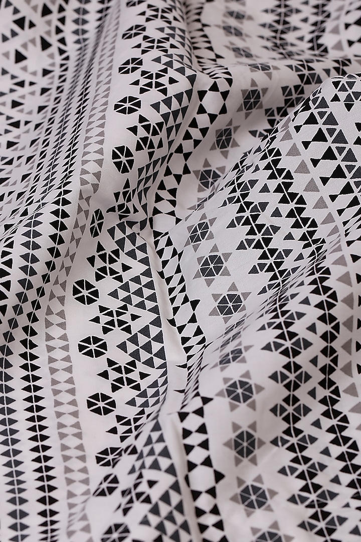 Black & White Rotary Printed Bedsheet Set by Thoppia at Pernia's Pop Up Shop