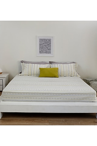 Lime Printed Bedsheet Set by Thoppia