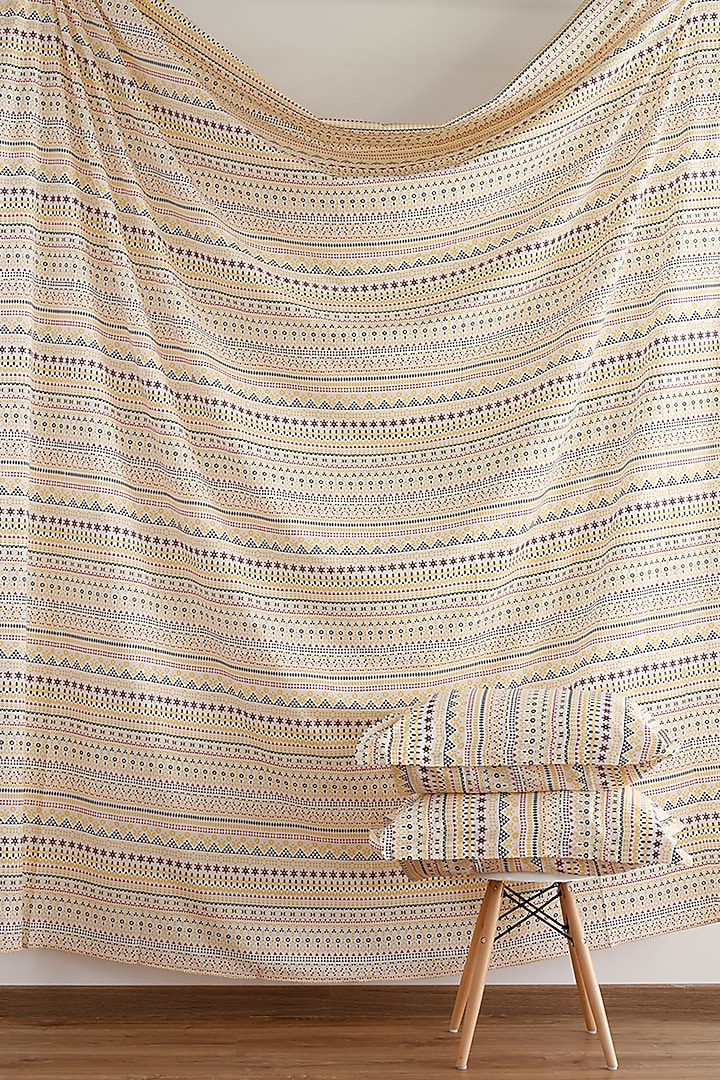 Light Yellow Printed Bedsheet Set by Thoppia at Pernia's Pop Up Shop