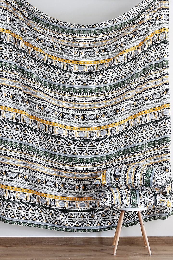 Multi-Colored Rotary Printed Bedsheet Set by Thoppia at Pernia's Pop Up Shop