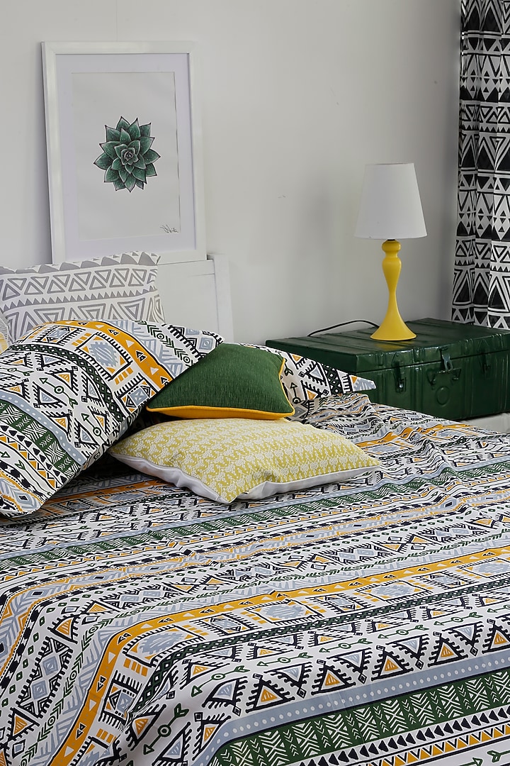 Multi-Colored Rotary Printed Bedsheet Set by Thoppia at Pernia's Pop Up Shop
