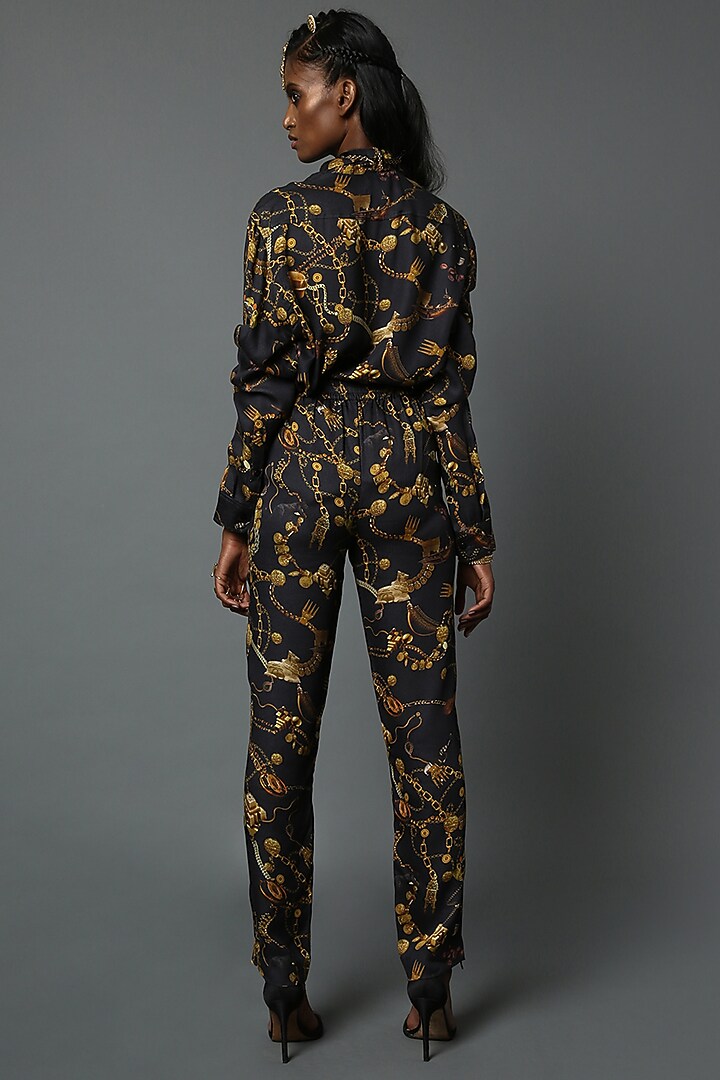 Black Viscose Satin Pants by House of Three at Pernia's Pop Up Shop