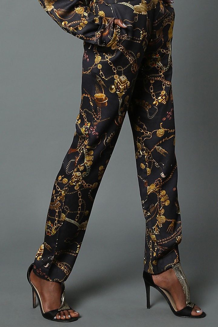Black Viscose Satin Pants by House of Three at Pernia's Pop Up Shop