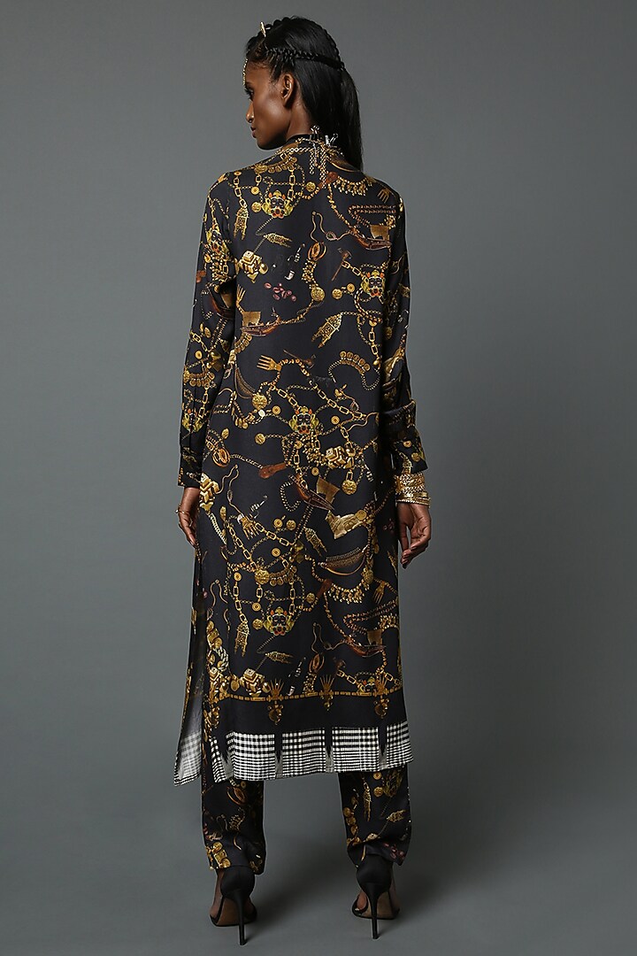 Black Viscose Printed Kurta Set by House of Three at Pernia's Pop Up Shop