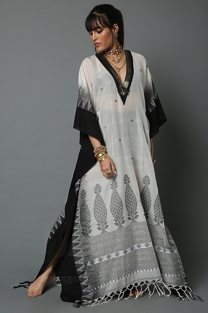 White Hand Embroidered Kaftan by House of Three