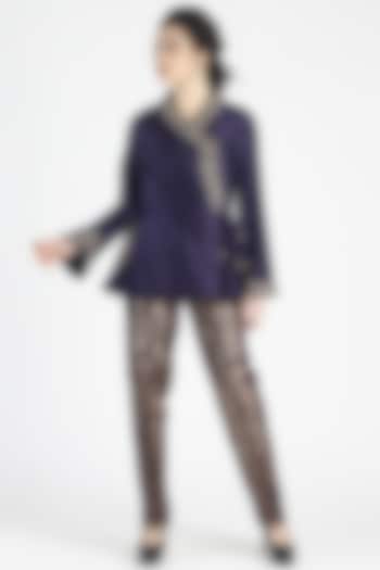 Eggplant Embroidered Overlapped Top by House of Three at Pernia's Pop Up Shop