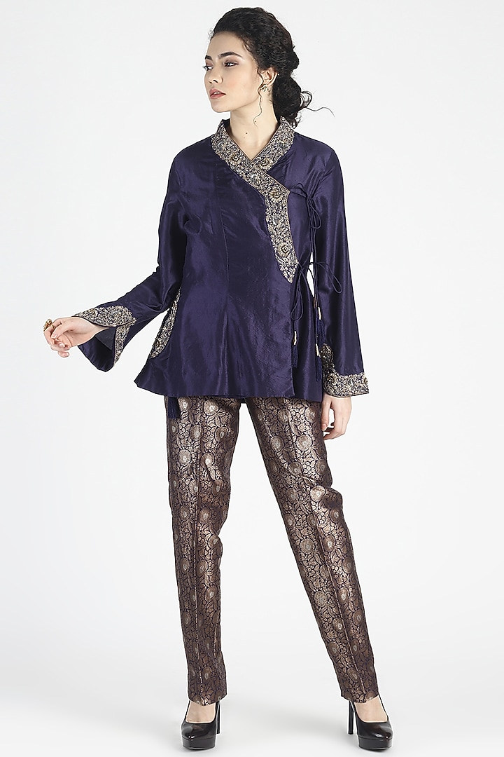 Eggplant Embroidered Overlapped Top by House of Three at Pernia's Pop Up Shop